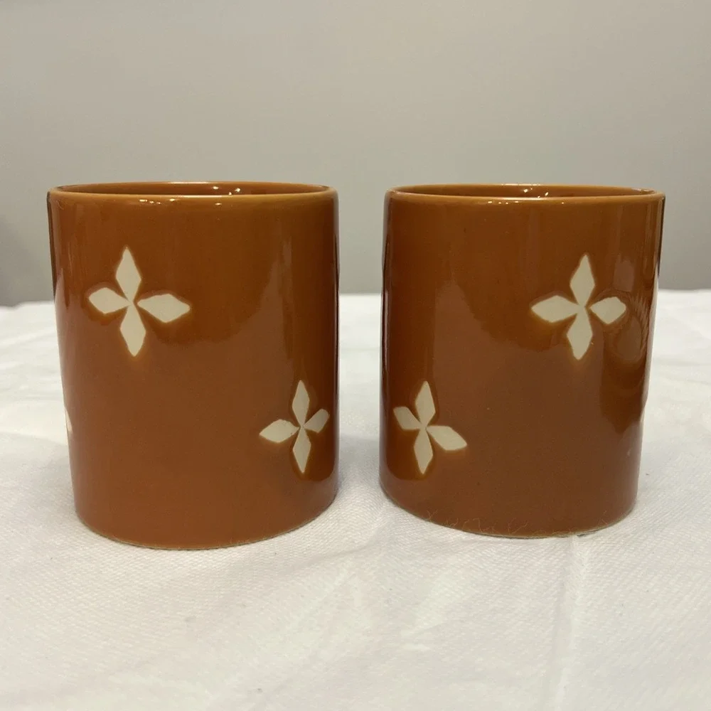 Vtg Pottery Barn Dune Persimmon Cup Mug  Saucer Coffee Tea MCM Boho Replacement